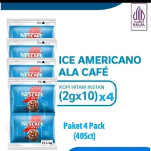 Nescafe ICE ROAST Americano Kopi Sachet Paket 40 Sachet 4 Renceng Coffee Robusta Halal Instan 2gx10 x4