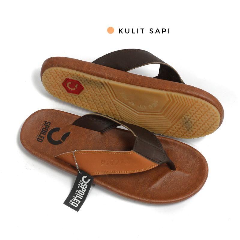 Sandal Jepit Kulit Sendal Pria Cowok Laki -Laki Casual Kasual Kulit Dewasa Kekinian Shallow Kekinian Jepit Capit Cepit Japit Ori Original Cowo Murah 1