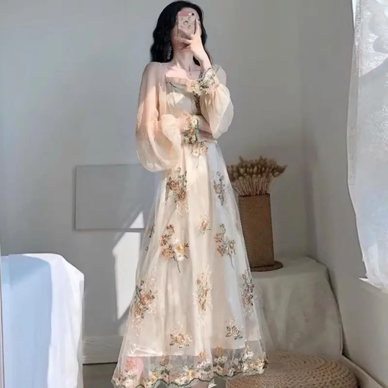 Dress Phyllida Embroidery Maxi TM 96630 gaun wanita import kasual model korean fashion undangan acara pesta terbaru best seller new terlaris maksi Panjang Cewek 6