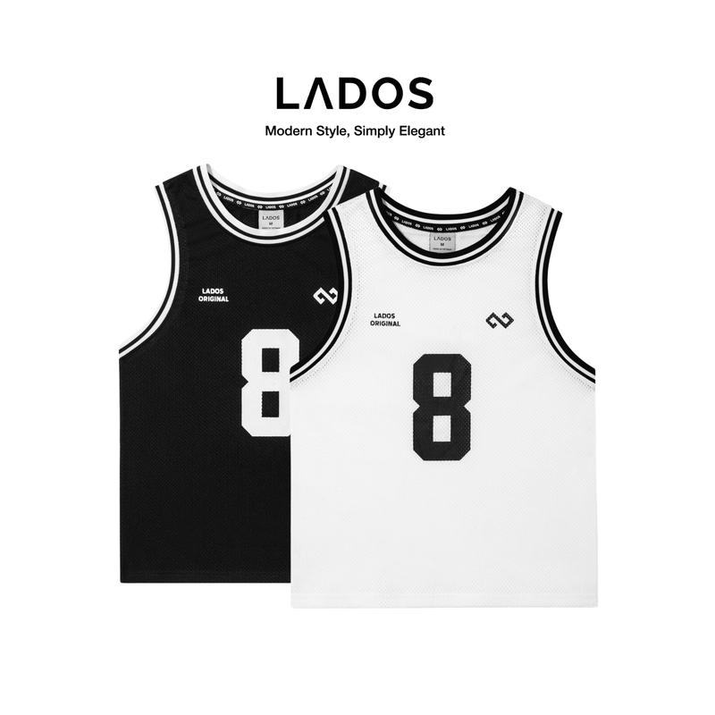 Áo Tanktop ba lỗ nam chất vải lưới mè LADOS- 9208 - in số 8 thoáng mát form thể thao thỏa mái vận động