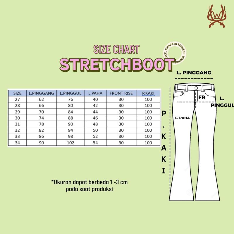 Product Introduction of WARPATH - Cutbray Wide Leg High Waist Flare Jeans Stretch Wanita Panjang Celana Cewek Denim STRETCHBOOT 9184 0