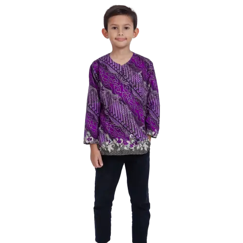 Purple Parang Batik Kurta - Boys