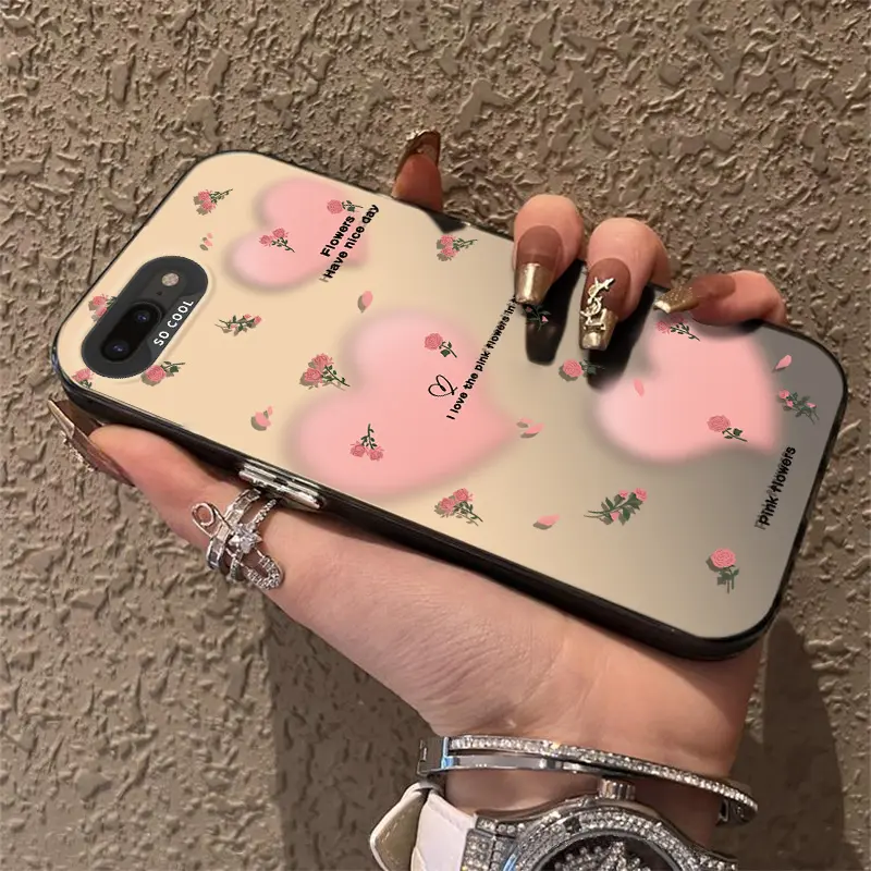 Casing cocok untuk iPhone 6 6S iPhone 7 8 Plus cangkang keras buram akrilik kartun cinta briket hitam penutup pelindung tahan guncangan aksesori ponsel pintar case