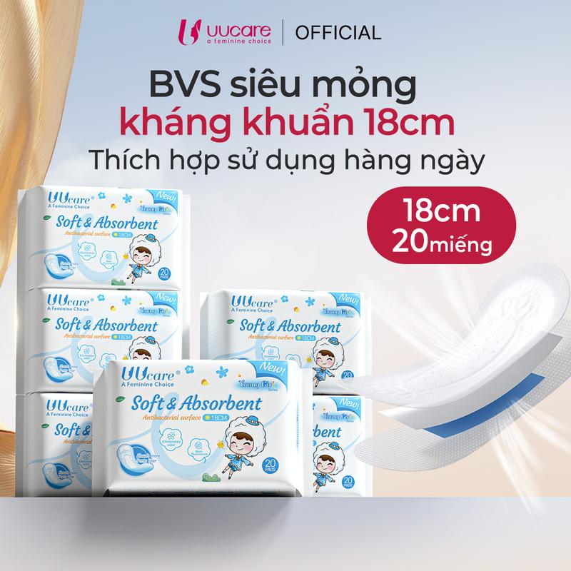 [Combo 3/6 Gói] Băng Vệ Sinh UUcare Young Girl Hàng Ngày – 18cm, 20 Miếng/Gói | Mềm Mại, Thân Thiện Với Da, Thoáng Khí (Giao Hàng Đóng Gói Kín Đáo)
