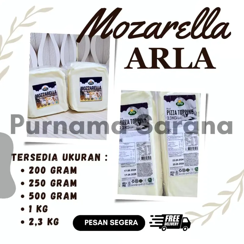 Keju Mozarella Arla Pizza Topping 1 kg Mozarella Lumer Mulur Corndog Mozzarella 0