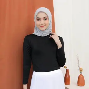 DAHLIABUTI.ID INNER MANNSET BAHAN SPANDEX - POLYESTER - NYLON GRAMASI KETEBALAN 185 GSM ( WARNA TERBARU BY Dahliabutik.id ) Baju Dalaman Nyaman Panjang Polos Soft Tangan Atasan  Oblong Kebaya Hitam Basic Kerah Wanita Kaos Muslim Kerja Manset
