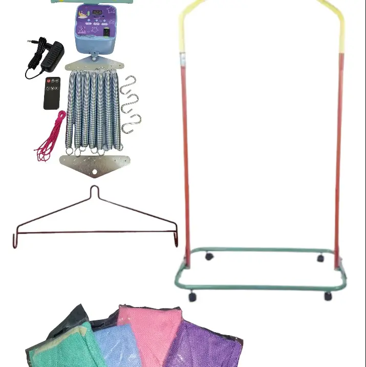 1set tiang ayunan, mesin otomatis bayi, kain dan hanger segitiga 0