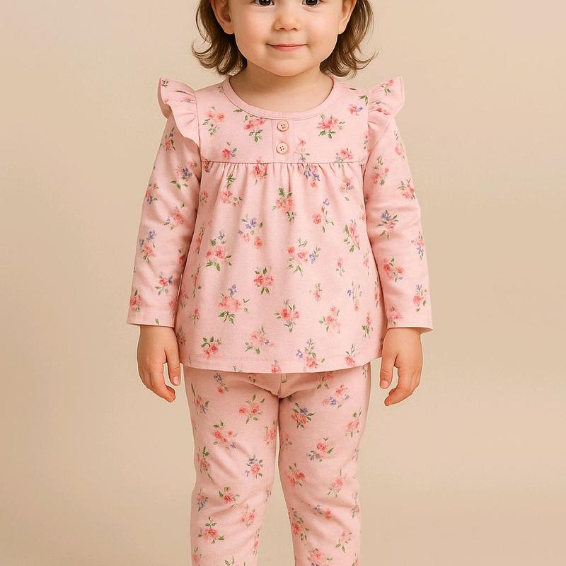 Bộ quần áo dài tay baby doll cánh tiên cotton xuất nhật mềm mịn thấm hút mồ hôi có hoạ tiết xinh xắn cho bé gái mặc 4 mùa