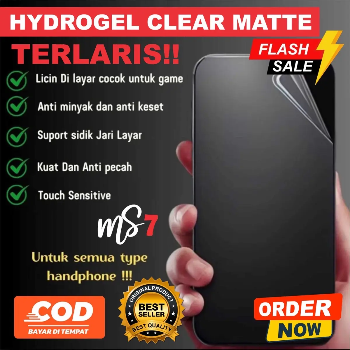 Anti Gores Hydrogel CLEAR MATTE PREMIUM Layar Handphone