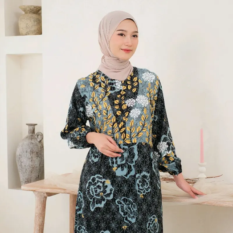 Gamis Lebaran Mewah Semi Jumbo Kekinian - Dress Wanita Busui Friendly - Gamis Ootd Wanita 6