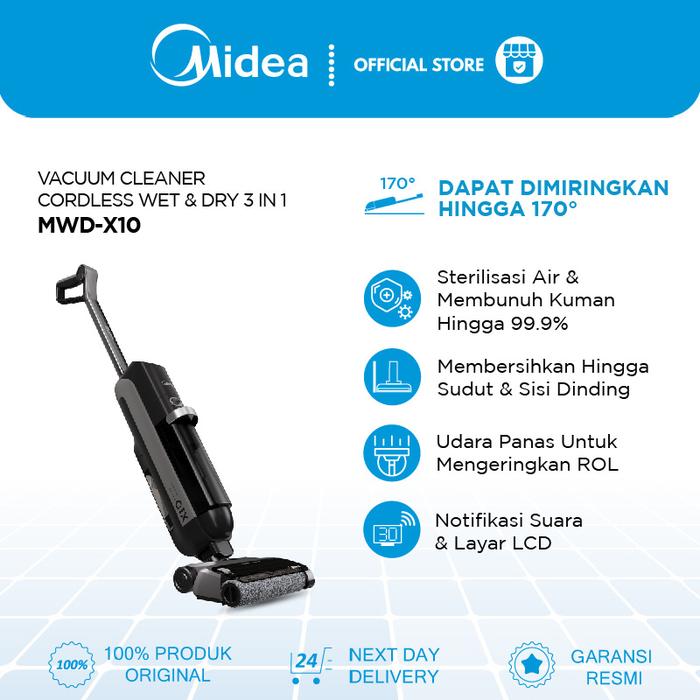 Gambar Midea MWD-X10 Wet and Dry Cordless Stick Vacuum Cleaner and Floor Washer With 0 Edge Distance + Dust Sensor - Penyedot Debu Tanpa kabel - 3 in 1 Vacuum dari Midea Electronics Indonesia Kota Administrasi Jakarta Utara Tokopedia