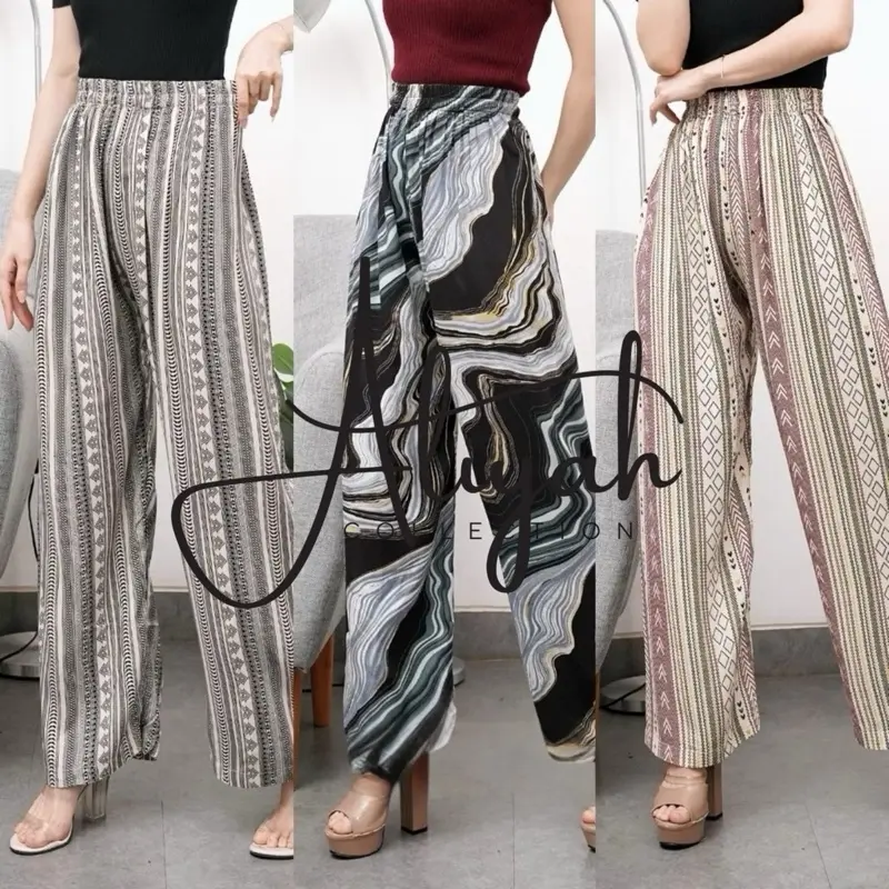 Celana Panjang Wanita Kekinian Kulot Hommy Rayon Premium Isi 3 Motif Bawahan
