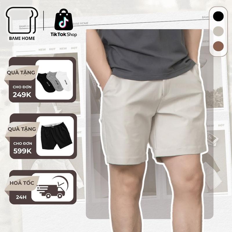 Quần short nam SEREIN BAMI HOME, chất kaki dày dặn, form trên gối thoải mái, lưng thun co giãn QK15
