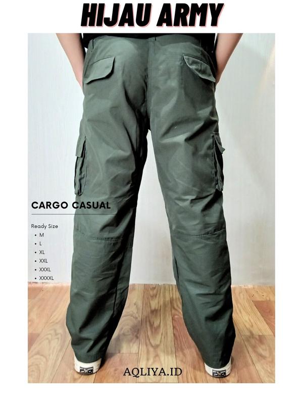 Celana Cargo Pria Celana Panjang Cargo Unisex Cewe dan Cowo Bisa Bahan Adem Cocok untuk Kegiatan Outdoor Nyaman Warna Hitam Karet Kotak 5