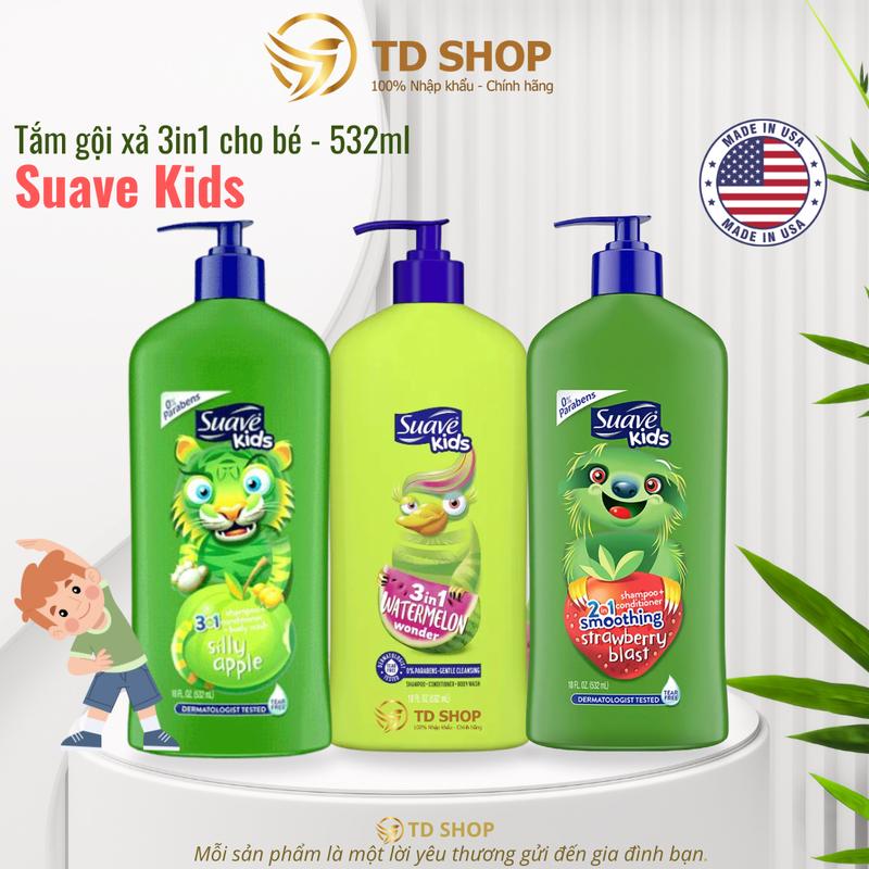   NK Mỹ  Sữa Tắm Gội Xả 3 In 1 Suave Kids 532ml hương trái cây Táo | Dưa hấu | Dâu - TD Shop 