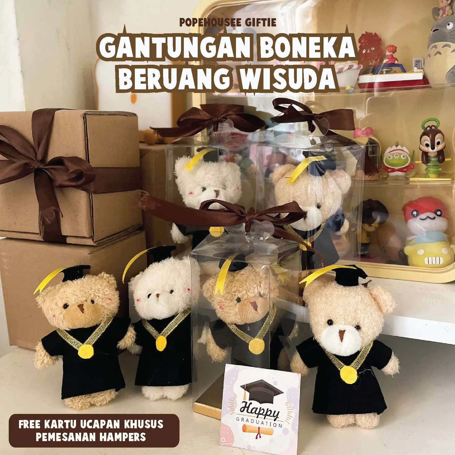 [READY STOK] HAMPERS GANTUNGAN BONEKA BERUANG WISUDA GRADUATION KERITING KULIAH BEAR KEYCHAIN SOUVENIR HADIAH GIFT BOX PERPISAHAN EVENT HARI AYAH IBU KELULUSAN ULANG TAHUN SOVENIR BERUANG DOLL LUCU TAS MURID SD SMP SMA PILBON SEKOLAH KADO