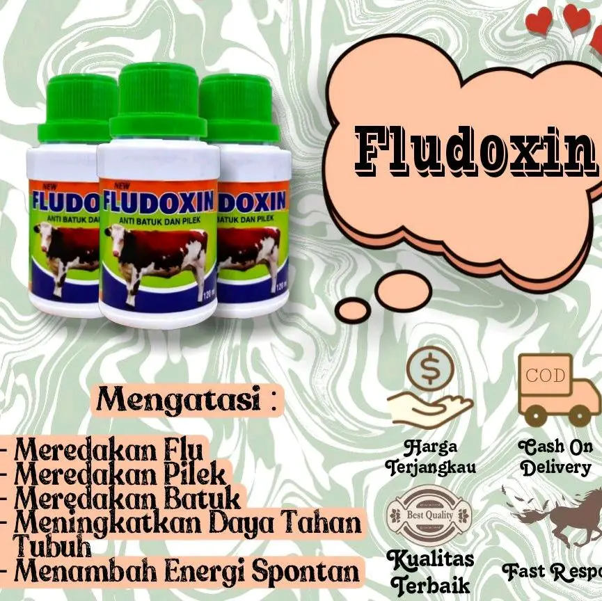 Fludoxin 120ml Obat Flu & Batuk Sapi, Kambing, Domba, Kuda - Obat Pneumonia Hewan Ternak