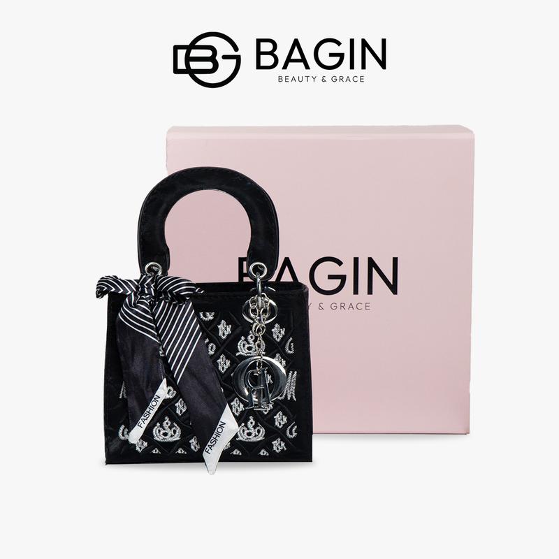 【Bagin Shop Túi Đeo Chéo Hình Vuông Nữ Có Quai Xách Tặng Kèm Khăn Lụa Thanh Lịch [gy-848]