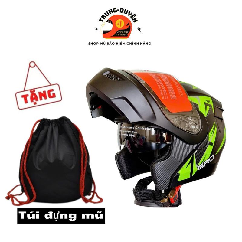  Mũ Bảo Hiểm Fullface GRO ST25 Lật Hàm 2 Kính-Tặng Túi Đựng Mũ - Nhựa ABS Chống Va Đập Mài Mòn Cực Tốt helmet 