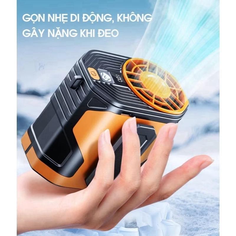  Quạt tích điện mini đeo thắt lưng đeo cổ 100 cấp độ gió pin 5000 mah làm mát nhanh tiện dụng. Gia Dụng Thông Minh ls87 