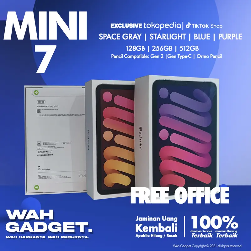 [Live] Apple iPad Mini 7 2024 8.3" | 128GB 256GB 512GB Wifi Only l Garansi Inter 1 Tahun | Space Gray Blue Purple Starlight