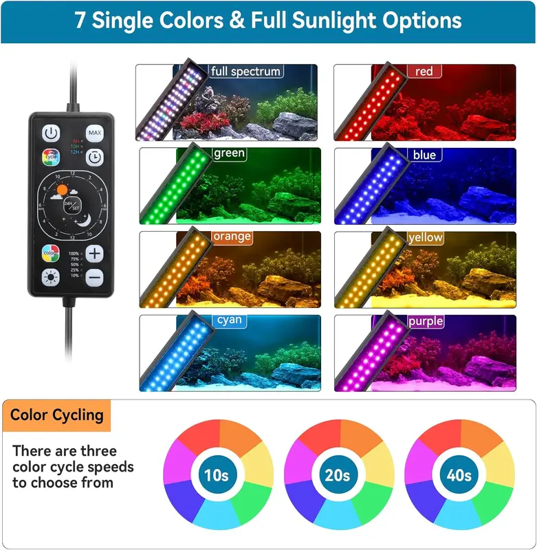 hygger 14W/20W/26W Aquarium LED Light, Fish Tank Full Spectrum Lighting with 24/7 Day-Night Cycle Mode & Auto On/Off Timer, Adjustable Brightness, 7 Colors Options, Extendable Bracket for 12~30 inch Long tank Freshwater 2