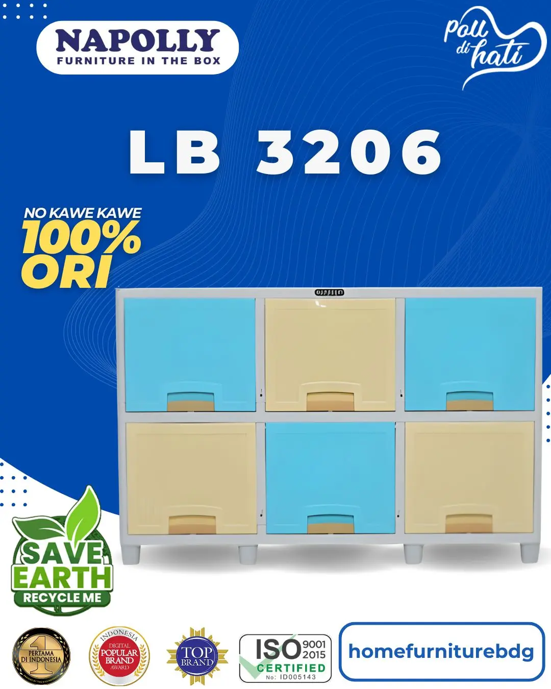 Napolly Locker Box 3206  lemari 6 Ruang Penyimpanan Multifungsi Minimalis