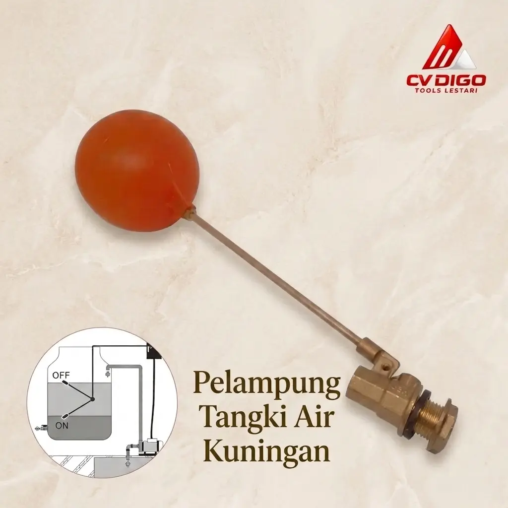 Pelampung Tangki Air Kuningan Bola Floating Valve Toren Otomatis