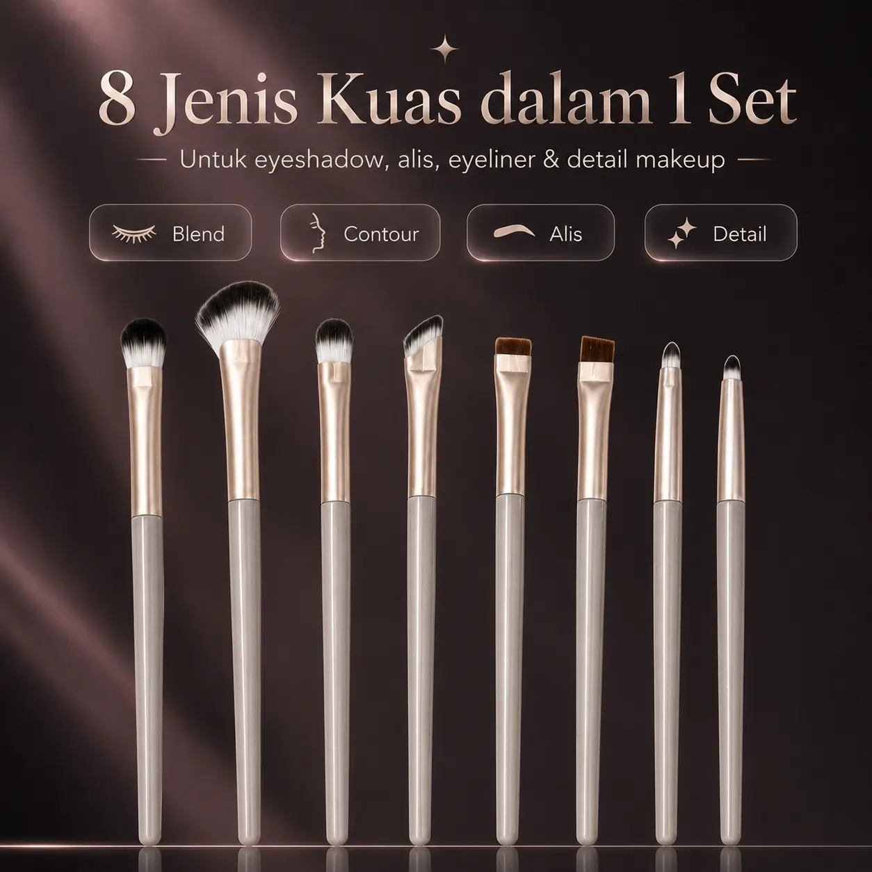 [COD] Set Kuas Makeup 8 Pcs Lengkap Profesional Alat Kosmetik Kualitas Tinggi, Bulu Lembut Praktis Cocok Dipakai Sehari-hari