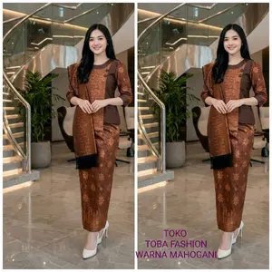 SETELAN TERBARU SONGKET BERSELENDANG ROK PANJANG KOMBINASI SATIN ZAHRA LEMBUT
