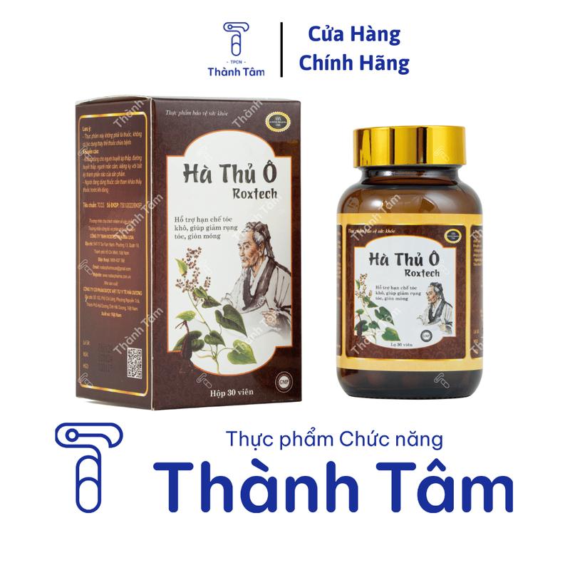 Viên uống đen tóc Hà Thủ Ô Roxtech bổ sung L Cystine giảm rụng tóc - Hộp 30 viên