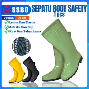 SSBO Sepatu Boot Boots Tinggi 35 cm Anti Slip & WaterProof  - Sepatu Proyek & Berkebun Pria & Wanita, Bahan PVC Anti Air, Nyaman, Tahan Lama & Multifungsi untuk Kerja Outdoor, Aktivitas Sehari-hari, Hemat & Berkualitas