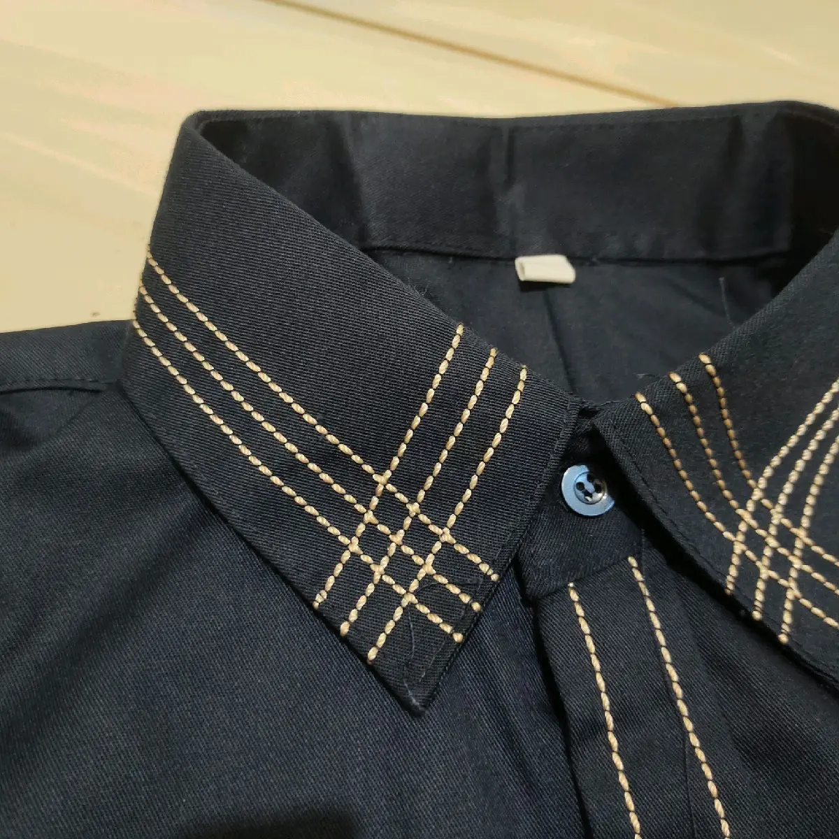 Garis 3 - Kemeja Premium Pria Variasi Benang Timbul Smock nylon garis 3 navy Baju Cowok