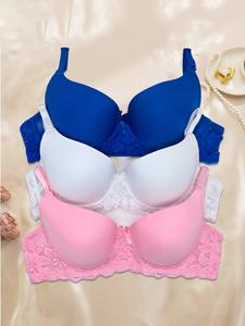 BR6014B *3 SUJETADORES EN COPA B  EN DIFERENTES COLORES Y TALLA Diseño: Color Solido - ideal para regalar  o consentirte a ti misma*