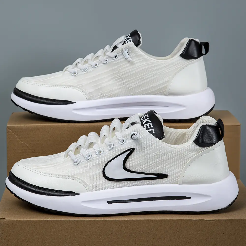 Sepatu Sneakers Pria C-2 Olahraga Casual Kerja Cowok Hitam Putih Merah Shoes Sport Karet Snekers Kasual Running