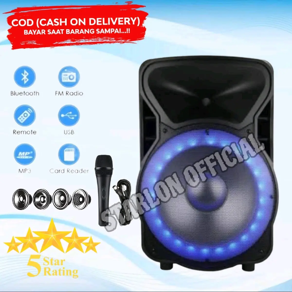 TERLARIS SPEAKER BLUETOOOTH KAROKE FULL BASS UKURAN JUMBO GRATIS MIC SALON AKTIF BESAR Bluetooth Wireless