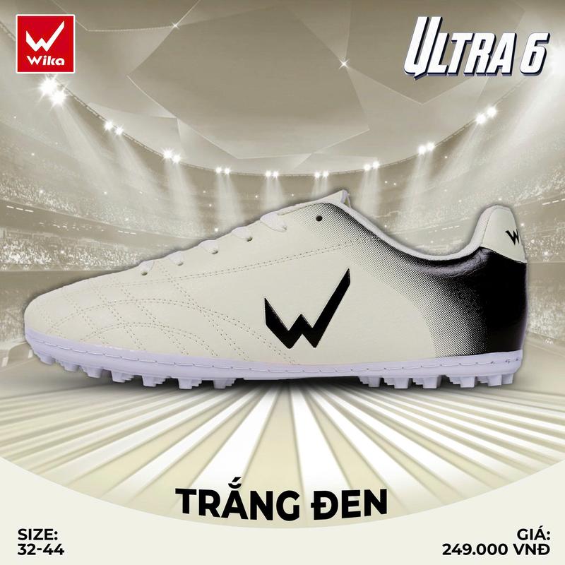 Giày bóng đá Wika Ultra 6 trẻ em người lớn size 36-44 chính hãng cao cấp da PU nhăn khâu full đế đinh TF bám sân cỏ nhân tạo