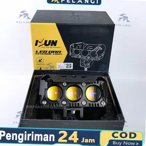 ISUN LED BAR LGS 3 PRO-SERIES Lampu Tembak SQL 3 Mata HD-Blue Lens dengan Kipas dan Demon Eyes | best seller