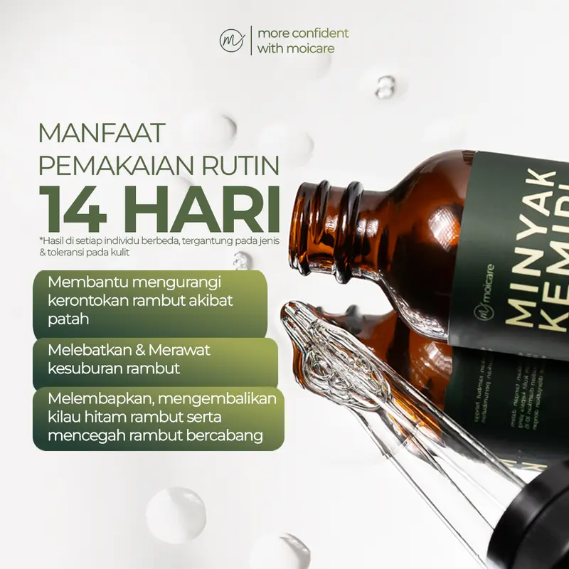 Moicare Hair Care 3 Paket Hair Serum + Shampoo + Minyak Kemiri Extract Ginseng – Mengatasi Rambut Rontok Menumbuhkan Rambut Lebat Halus & Berkilau 4