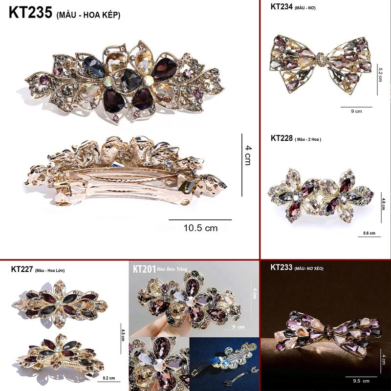 GOTI Kẹp Tóc Hình 2 Bông Hoa Lớn Đính Đá Nhọn Tặng Mẹ, Tặng Bà, Người Lớn Tuổi Sang Trọng KT56-KT59