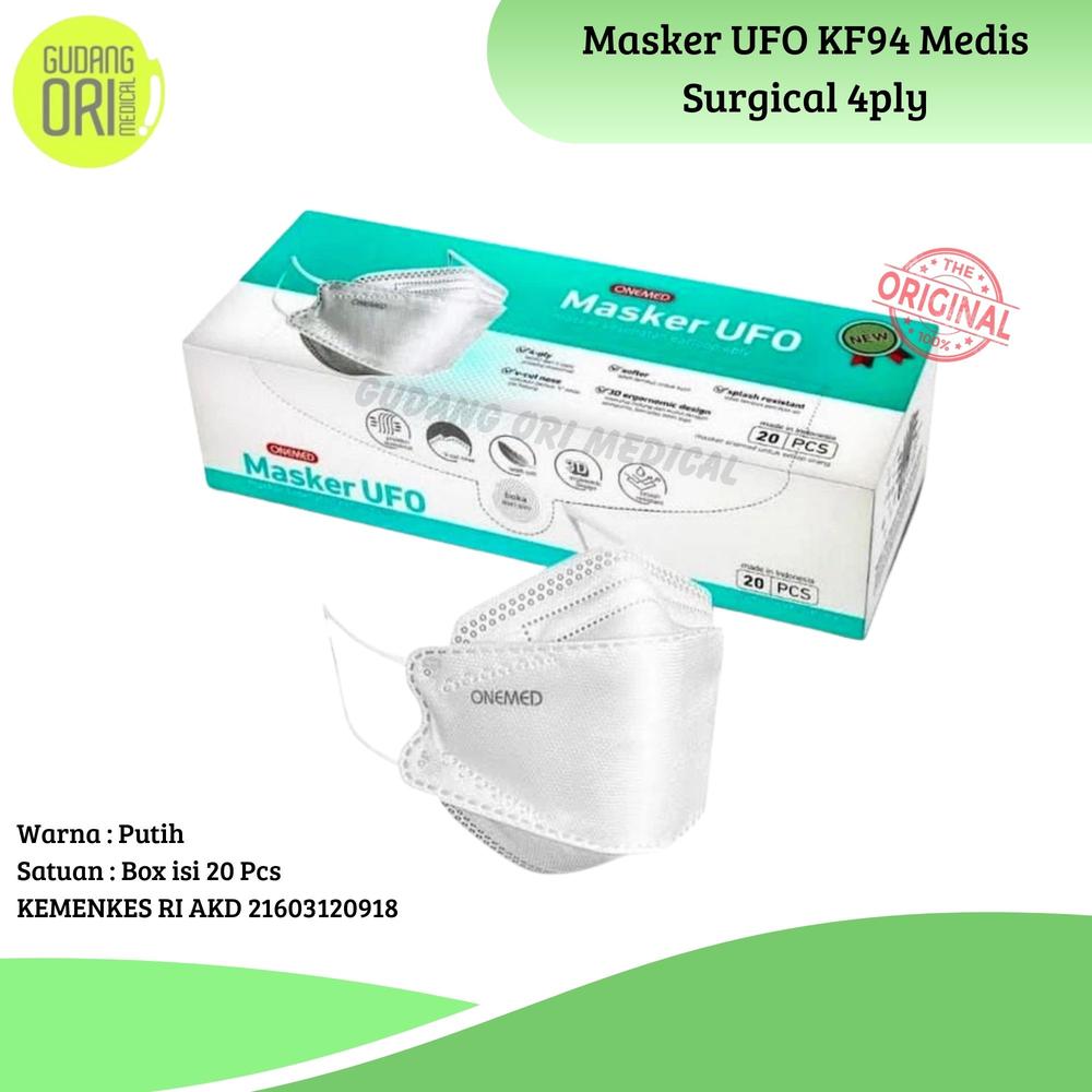MASKER MEDIS ONEMED KF94 PUTIH 4ply MASKER UFO EARLOOP - Isi 20pcs