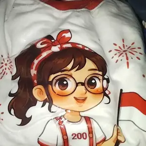 Setelan Kemerdekaan Anak Perempuan Merah Putih Motif Pita 17an Ootd anak perempuan 17an Terbaru usia 2 - 12 Tahun Fashion Pita Parsel Anak Baju Celana dengan Desain Pita Menarik