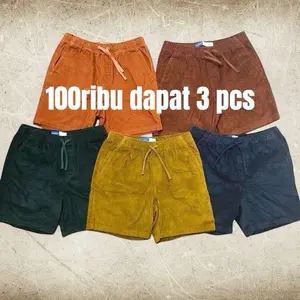 BANTING HARGA!! 100RIBU DAPAT 3 CELANA PENDEK CORDUROY /CELANA PENDEK PRIA WANITA Santai Unisex Karet Nyaman Panjang Shorts