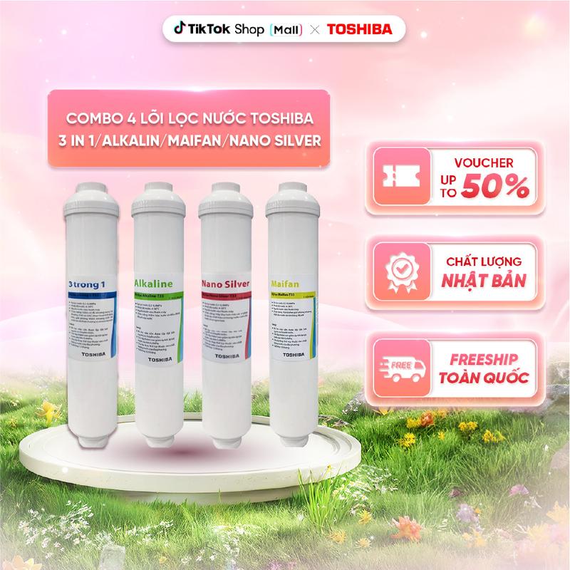 Combo 4 lõi lọc nước Toshiba 3 in 1 + Alkalin + Maifan + Nano Silver dành cho máy TWP-N1660SVN/ H1660SVN/ W1630SVN(W)
