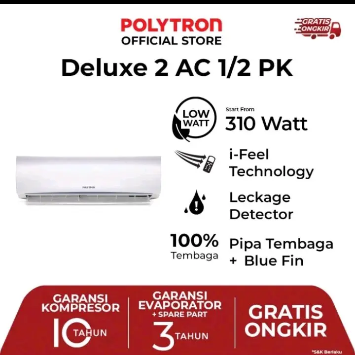Polytron AC Deluxe 2 1/2 PK PAC 05VH Remote Listrik