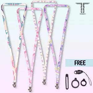 Lanyard id card holder  lanyard aesthetic lanyard cewek tali hp Lanyard name tag free 3pcs karet dan kait HP TRB5