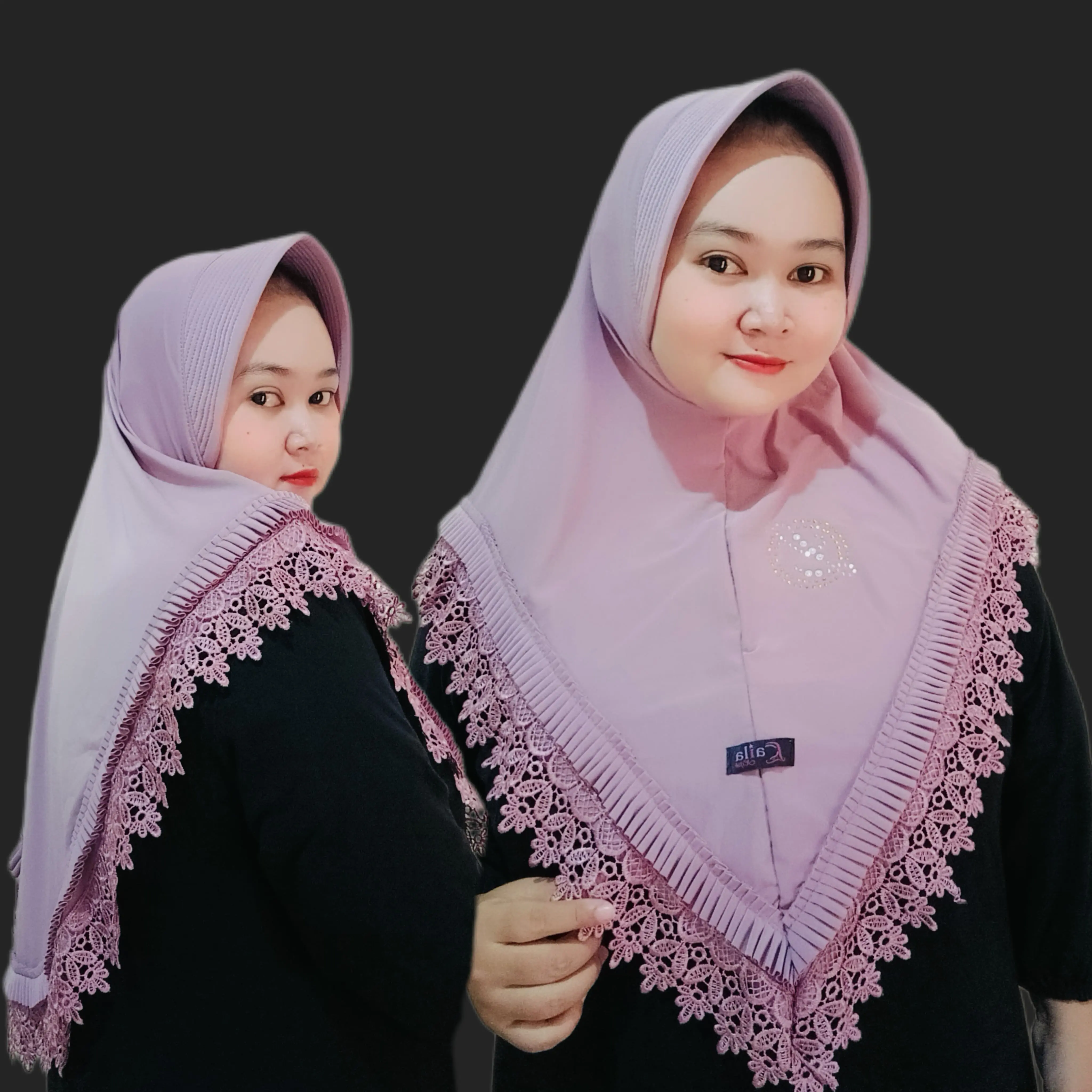 HIJAB Muslim INSTAN Pad REGINA RENDA DAN LIPIT-LIPIT ORI LAILA HIJAB