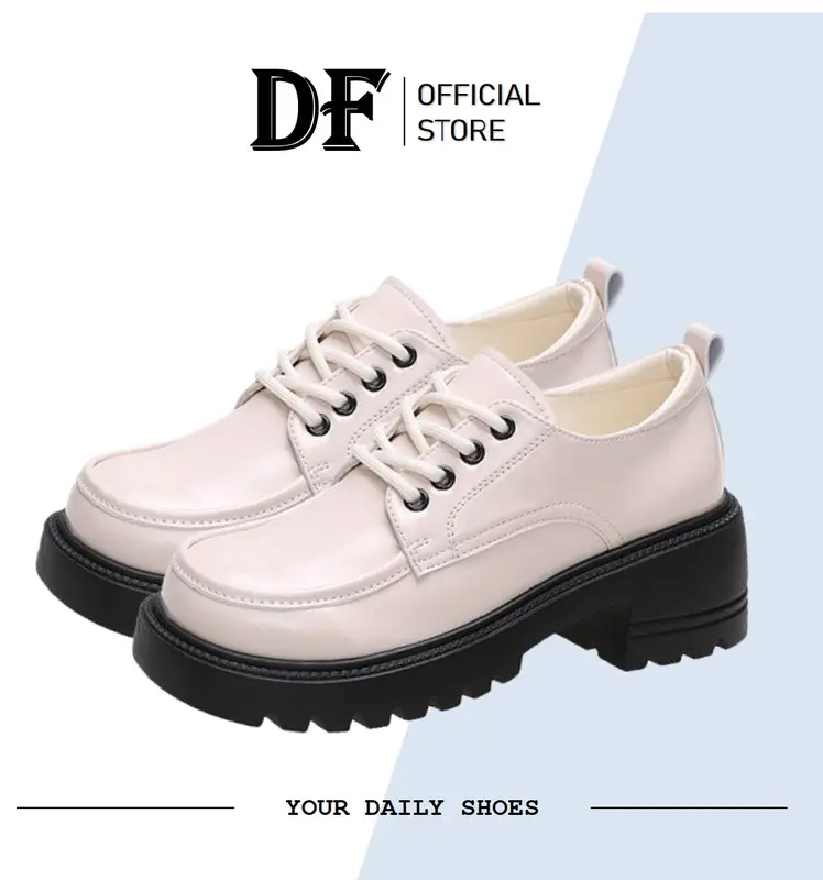 DUNIA FASHION - DF 604 Sepatu Wanita Docmart Sneakers Boots Premium Quality Black Karet Shoes 0