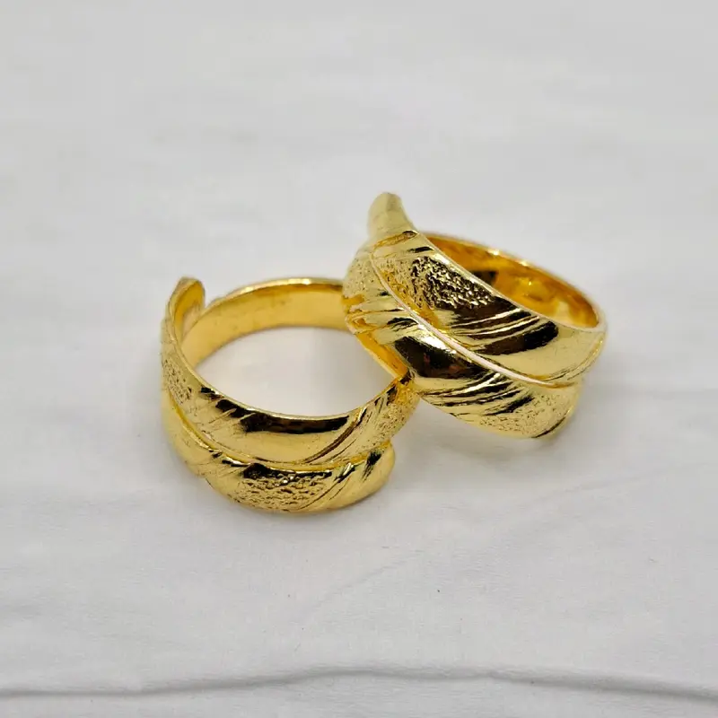 Cincin Seleser Motif Pasir Aksesoris Perhiasan Lapis Emas Elegan Rings 0
