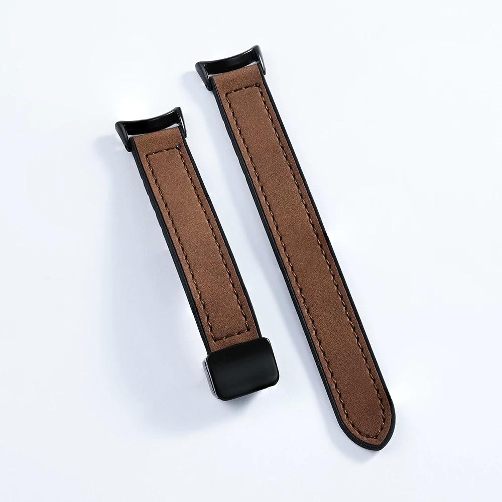 （Tidak termasuk jam）tali jam tangan For Xiaomi Smart Band 8/9/10 Strap Kulit Magnetik Tali Mi Band 8 9 10 Kulit Olahraga Tahan Air